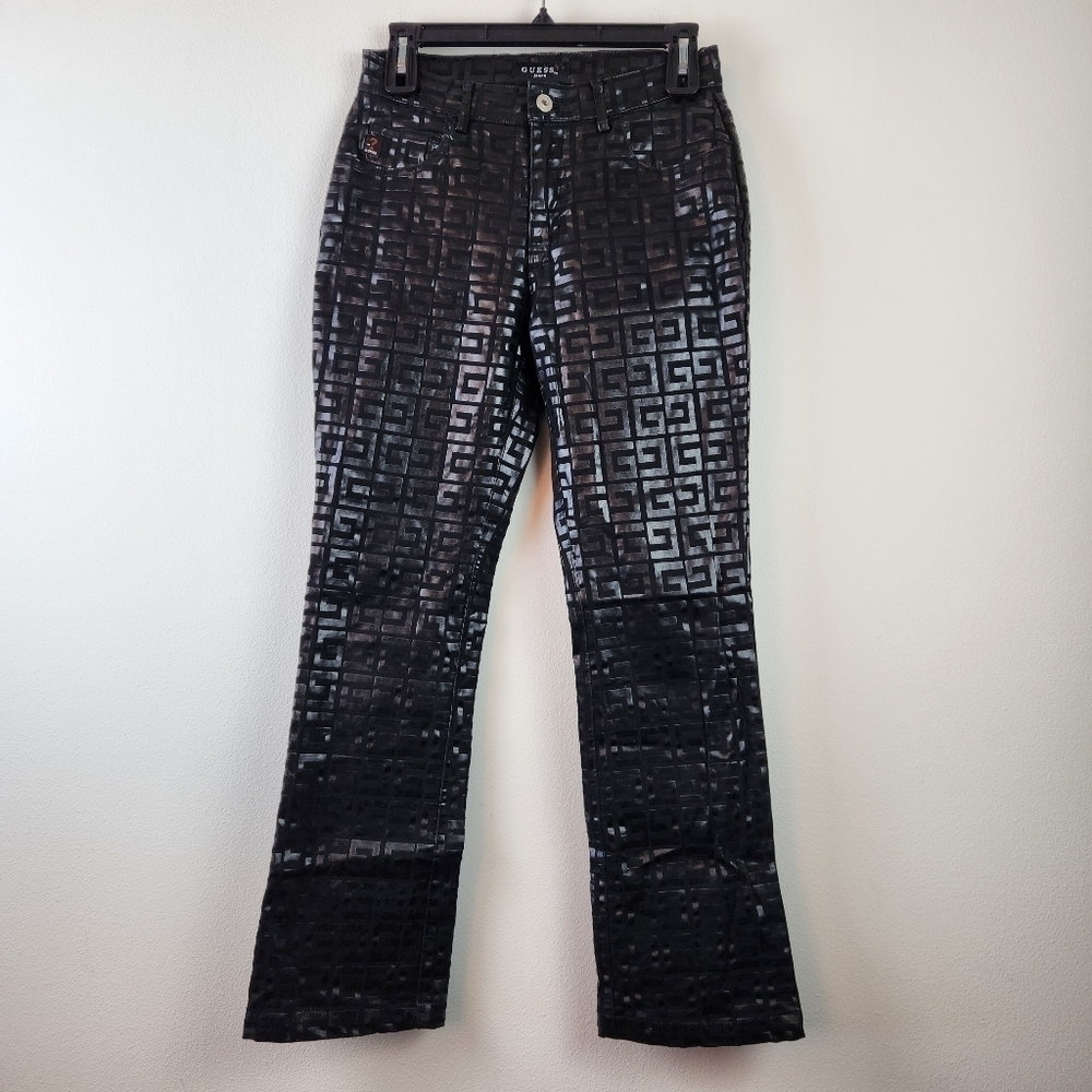 Guess Glamour Vintage 90's All Over Logo Jeans Size 26 Y2K